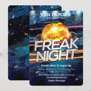 Freaky Night Disco Ball Pumpkin Halloween Party Invitation