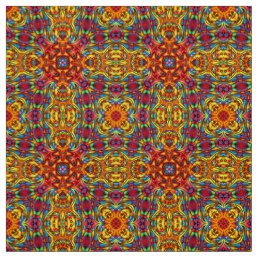 Freaky Tiki Red Vintage Fractal Kaleidoscope Fabric