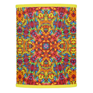 Freaky Tiki Red Vintage Fractal Kaleidoscope Lamp Shade