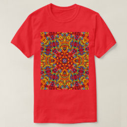 Freaky Tiki Red Vintage Fractal Kaleidoscope T-Shirt