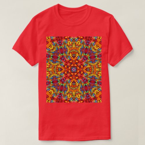 Freaky Tiki Red Vintage Fractal Kaleidoscope T_Shirt
