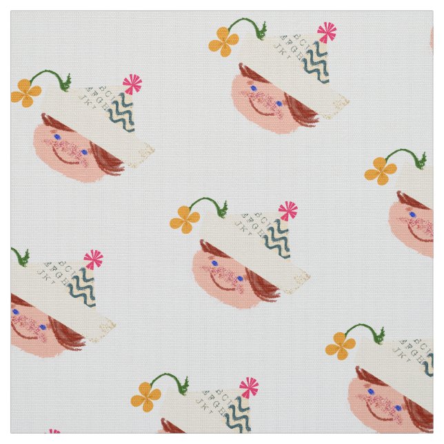 Freckle Faced Boy With Paper Hat & Flower - Fabric (Swatch)