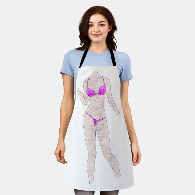 Freckled Bikini Girl Painting Apron (Worn)