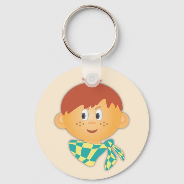 Freckled Boy with a Scarf Keychain (Front)