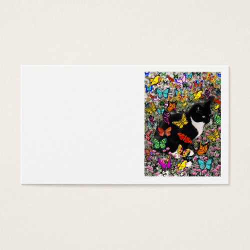 Freckles in Butterflies - Black &amp; White Tux Cat Business Card