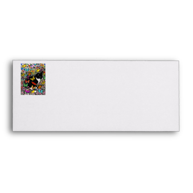 Freckles in Butterflies - Black & White Tux Cat Envelope Freckles in Butterflies - Black & White Tux Cat Envelope