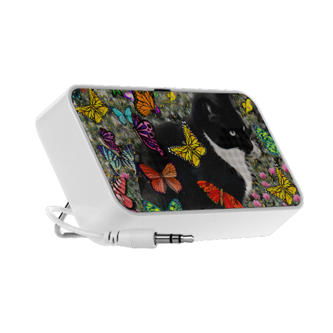 Freckles in Butterflies - Black & White Tux Cat Mini Speakers Freckles in Butterflies - Black & White Tux Cat Mini Speakers