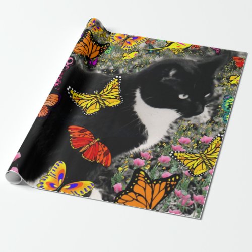 Freckles in Butterflies I, Tux Kitty Cat Wrapping Paper