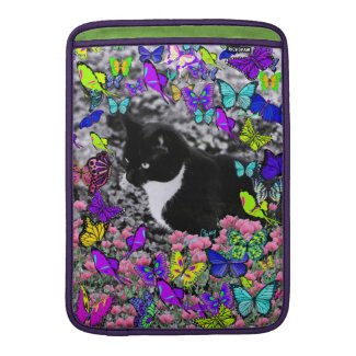 Freckles in Butterflies II - Tuxedo Cat MacBook Sleeve