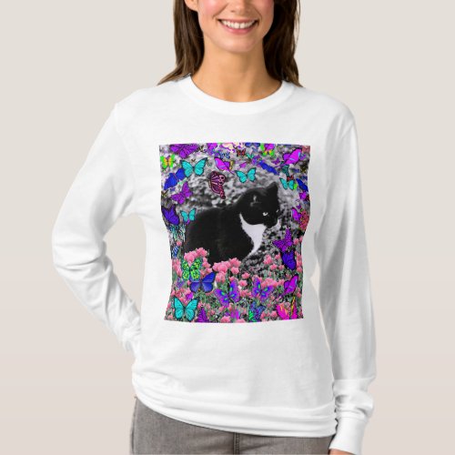 Freckles in Butterflies II _ Tuxedo Cat T_Shirt