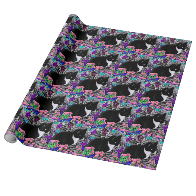 Freckles in Butterflies II - Tuxedo Cat Gift Wrap Paper Freckles in Butterflies II - Tuxedo Cat Gift Wrap Paper