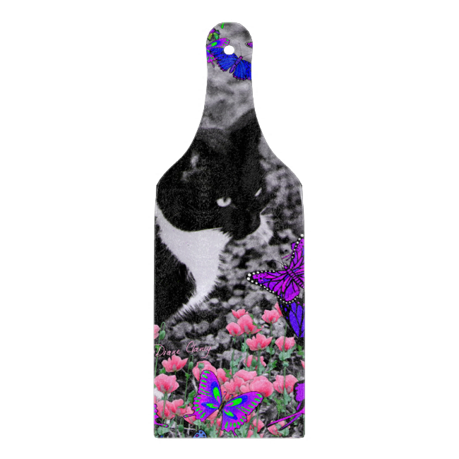 Freckles in Butterflies III, Tux Kitty Cat Cutting Boards Freckles in Butterflies III, Tux Kitty Cat Cutting Boards