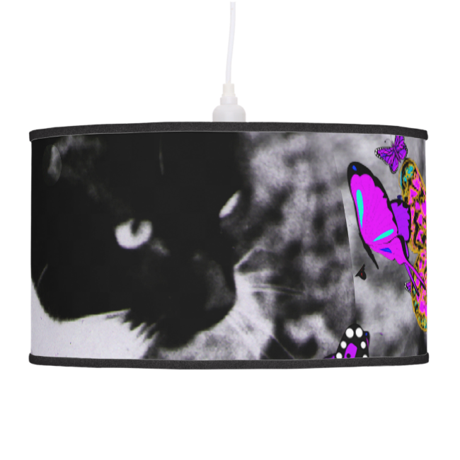 Freckles in Butterflies III, Tux Kitty Cat Hanging Pendant Lamps Freckles in Butterflies III, Tux Kitty Cat Hanging Pendant Lamps