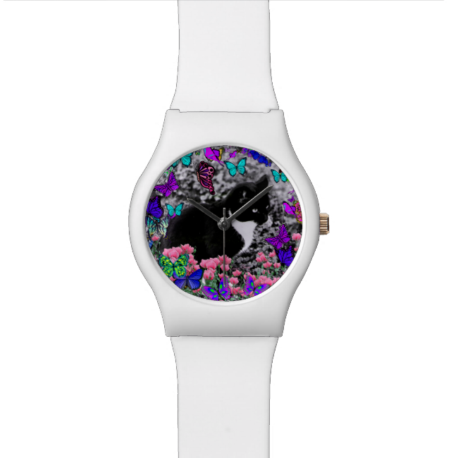 Freckles in Butterflies III, Tux Kitty Cat Wristwatch Freckles in Butterflies III, Tux Kitty Cat Wristwatch