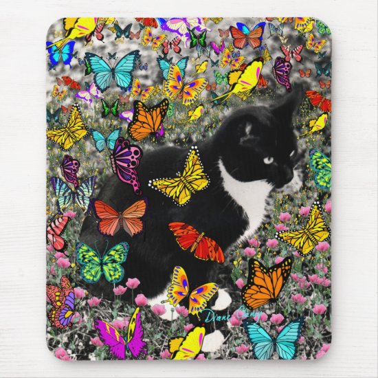 Freckles in Butterflies - Tux Kitty Cat Mouse Pad