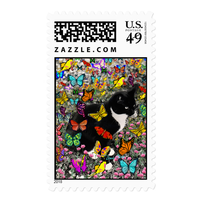 Freckles in Butterflies - Tux Kitty Cat Postage Stamp Freckles in Butterflies - Tux Kitty Cat Postage Stamp