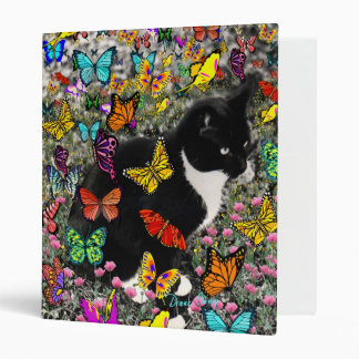 Freckles in Butterflies - Tuxedo Kitty 3 Ring Binder