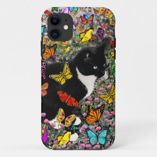 Freckles in Butterflies - Tuxedo Kitty iPhone 11 Case