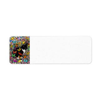 Freckles in Butterflies - Tuxedo Kitty - full Label