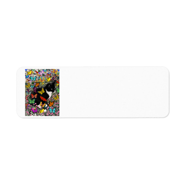 Freckles in Butterflies - Tuxedo Kitty Return Address Label Freckles in Butterflies - Tuxedo Kitty Return Address Label