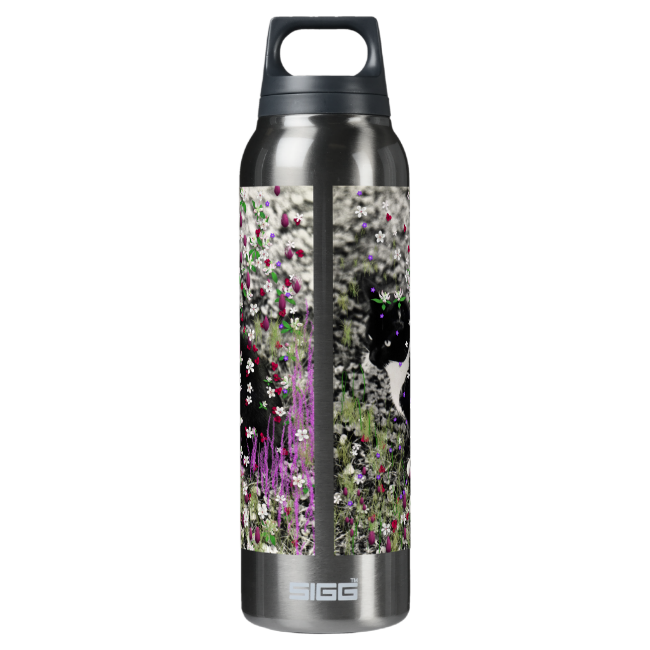 Freckles in Flowers I - Black and White Tux Kitty 16 Oz Insulated SIGG Thermos Water Bottle Freckles in Flowers I - Black and White Tux Kitty 16 Oz Insulated SIGG Thermos Water Bottle