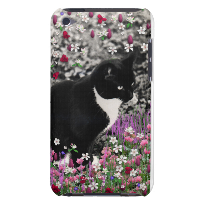 Freckles in Flowers II - Black and White Kitty iPod Case-Mate Case Freckles in Flowers II - Black and White Kitty iPod Case-Mate Case