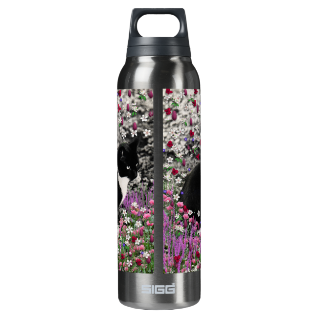 Freckles in Flowers II - Black and White Tux Cat 16 Oz Insulated SIGG Thermos Water Bottle Freckles in Flowers II - Black and White Tux Cat 16 Oz Insulated SIGG Thermos Water Bottle