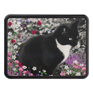 Freckles in Flowers II, Black and White Tuxedo Cat Hitch Cover