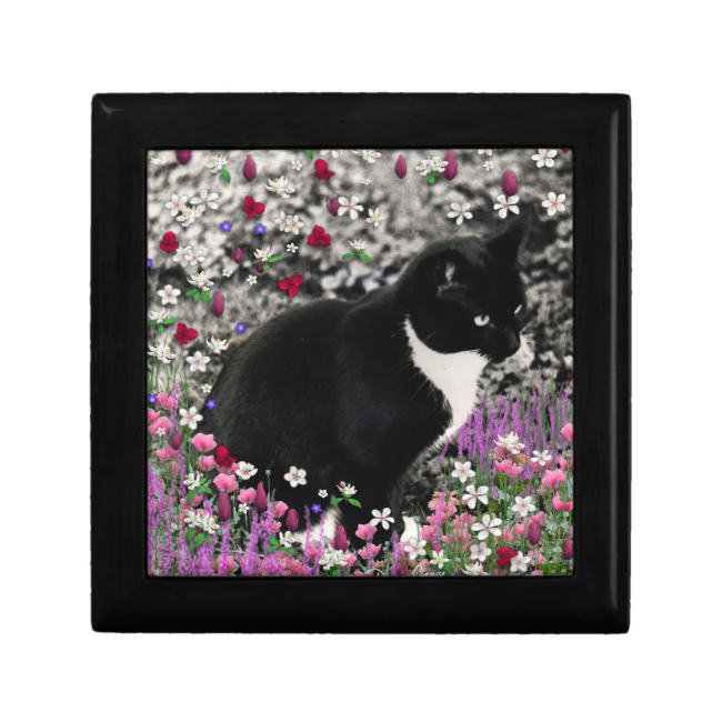 Freckles in Flowers II - Black White Tuxedo Cat Jewelry Boxes Freckles in Flowers II - Black White Tuxedo Cat Jewelry Boxes
