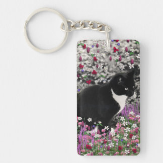 Freckles in Flowers II - Tux Kitty Cat Keychain