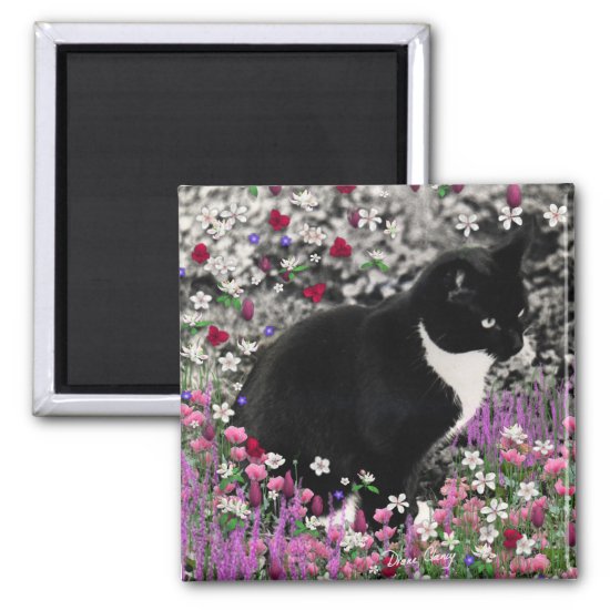 Freckles in Flowers II - Tux Kitty Cat Magnet