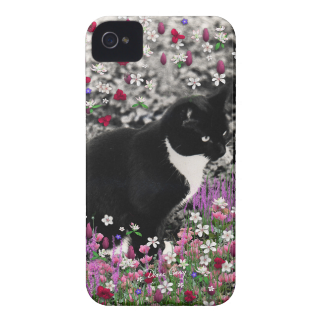 Freckles in Flowers II - Tuxedo Kitty Cat iPhone 4 Case-Mate Case Freckles in Flowers II - Tuxedo Kitty Cat iPhone 4 Case-Mate Case
