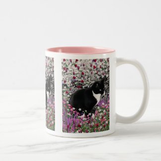 Freckles in Flowers II - Tuxedo Kitty Cat Mugs