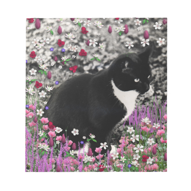 Freckles in Flowers II - Tuxedo Kitty Cat Memo Notepad Freckles in Flowers II - Tuxedo Kitty Cat Memo Notepad