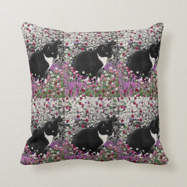 Freckles in Flowers II - Tuxedo Kitty Cat Pillow Freckles in Flowers II - Tuxedo Kitty Cat Pillow