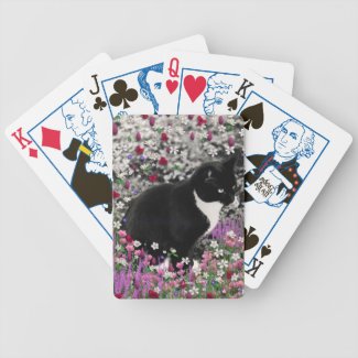 Freckles in Flowers II - Tuxedo Kitty Cat Bicycle Card Deck