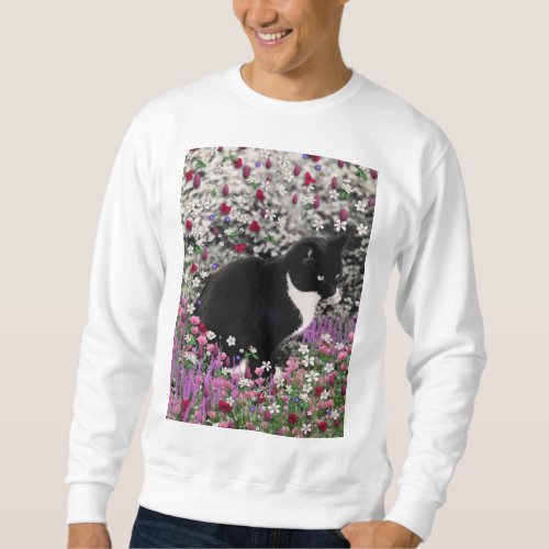 Freckles in Flowers II - Tuxedo Kitty Cat Sweatshirt