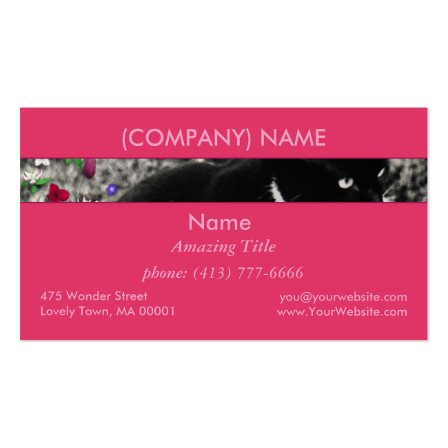Freckles in Flowers II, Tuxedo Tux Kitty Cat Double-Sided Standard Business Cards (Pack Of 100) Freckles in Flowers II, Tuxedo Tux Kitty Cat Double-Sided Standard Business Cards (Pack Of 100)