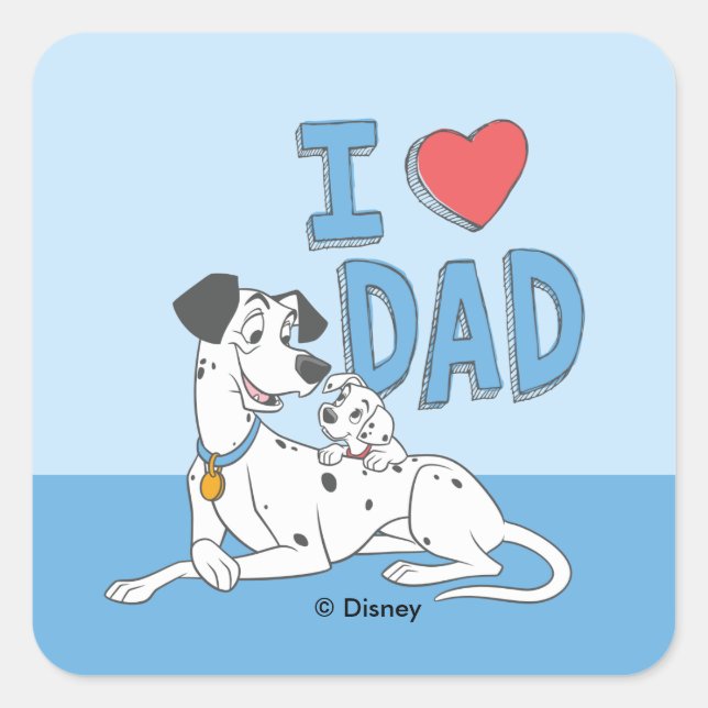 Freckles & Pongo - I Love Dad Square Sticker (Front)