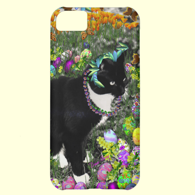 Freckles, Tux Cat, in the Hunt for Easter Eggs iPhone 5C Cases