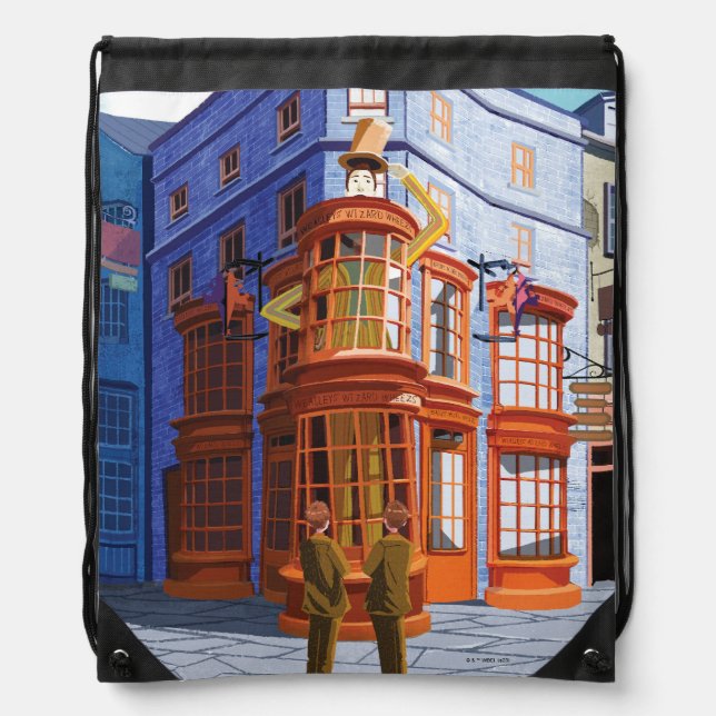 Fred and George at Weasley's Wizard Wheezes Drawstring Bag (Front)
