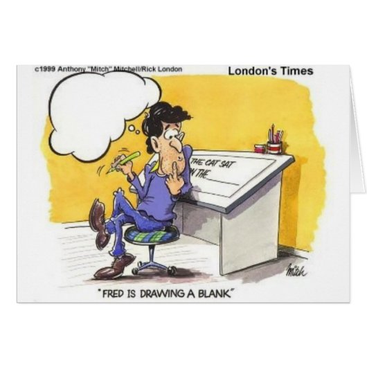 Fred Draws A Blank Funny Offbeat Cartoon Gifts Cards (Front Horizontal)