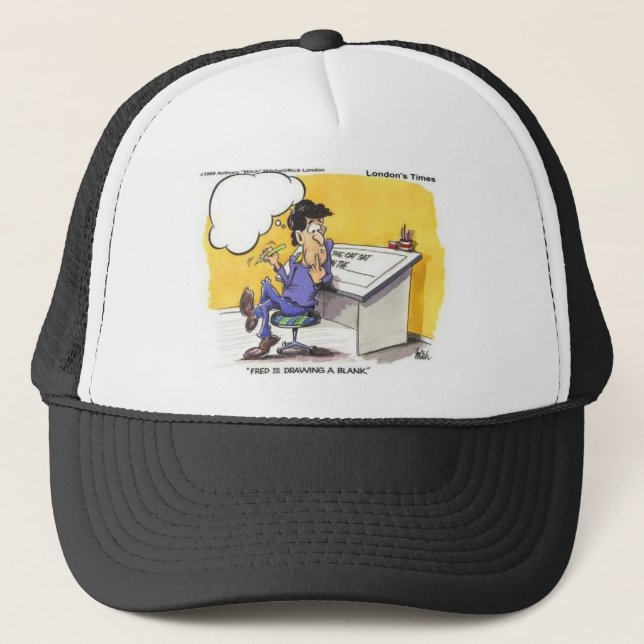 Fred Draws A Blank Funny Offbeat Cartoon Gifts Trucker Hat (Front)