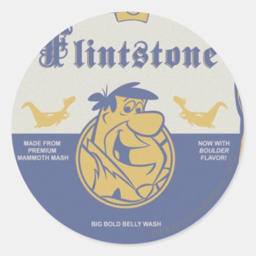 Fred Flintston Big Bold Belly Wash Classic Round Sticker