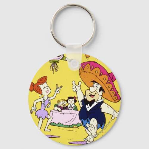 Fred Flintstone Wilma Barney and Betty Fiesta Keychain