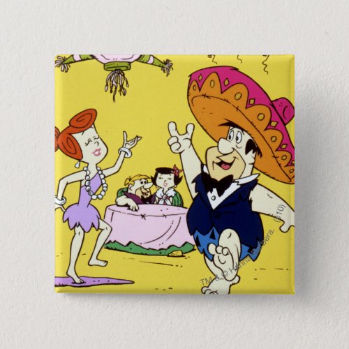 Fred Flintstone Wilma Barney and Betty Fiesta Pinback Button