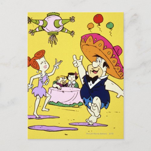 Fred Flintstone Wilma Barney and Betty Fiesta Postcard
