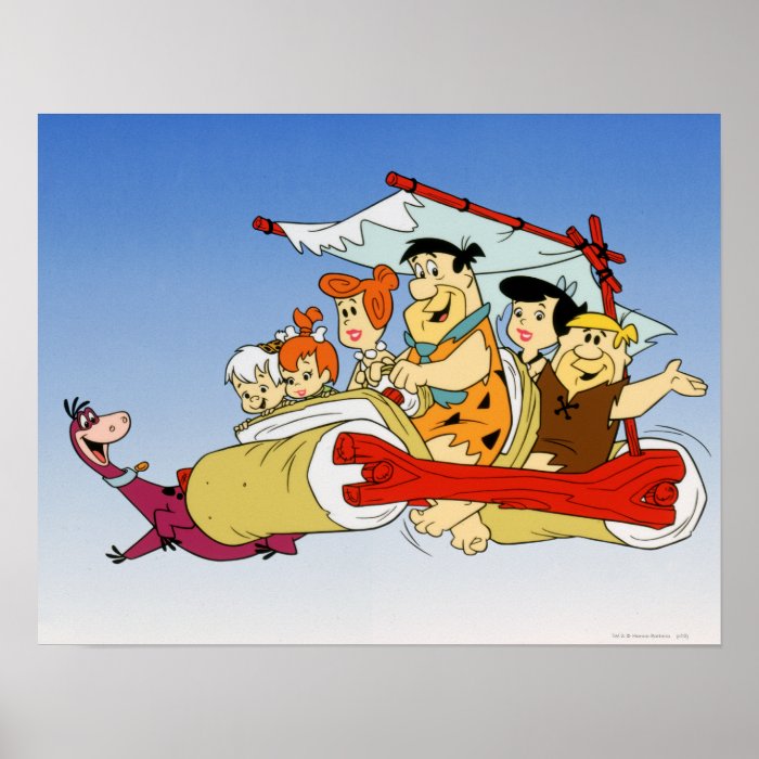 Fred Flintstone Wilma Barney and Betty Pebbles Bam Poster