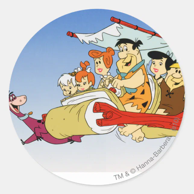 Fred Flintstone Wilma Barney And Betty Pebbles™ Classic Round Sticker Zazzle