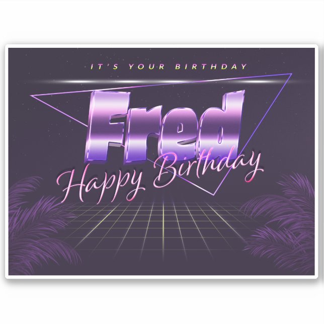 Fred Name First name lila retro Sticker Birthday (Front)